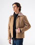 STRIPED FAUX LEATHER ZIPPER JACKET